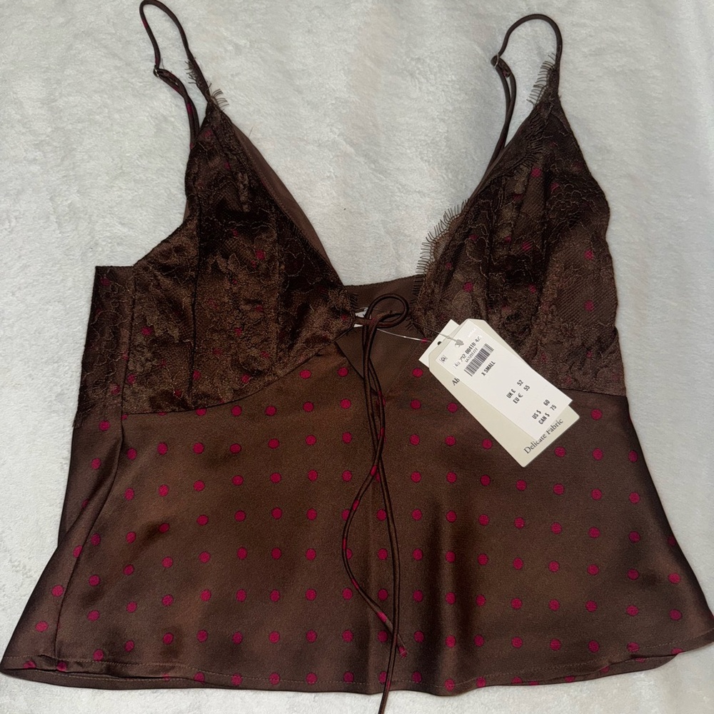 Abercrombie & Fitch Brown and Pink Lace Blouse